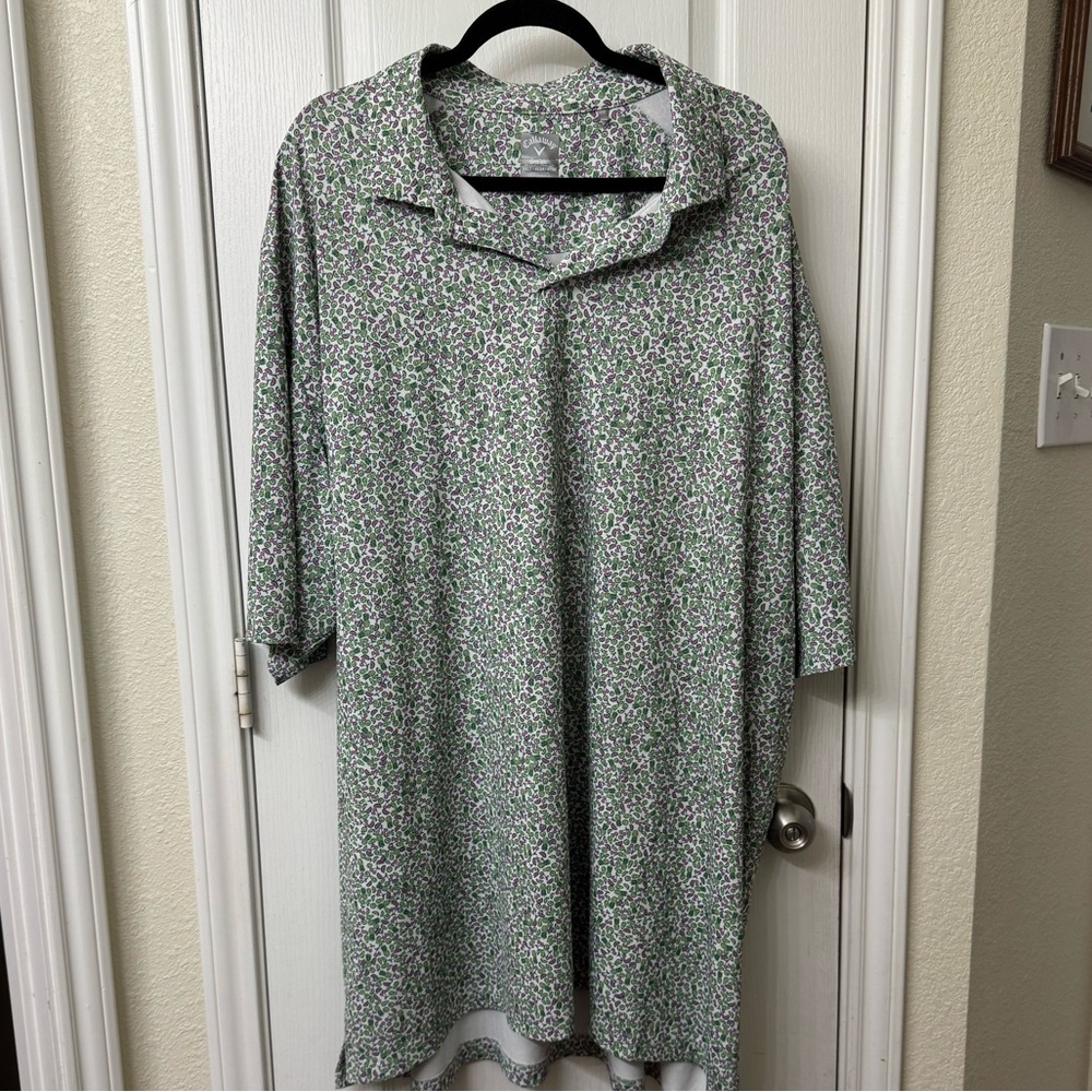 Callaway Green and Purple Fruit Patterned Golf Shirt